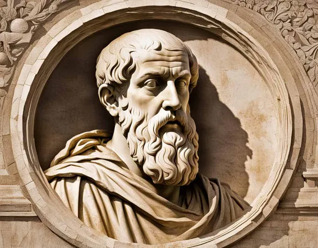 Greek philosophical painting representing Plato's Theory of Forms